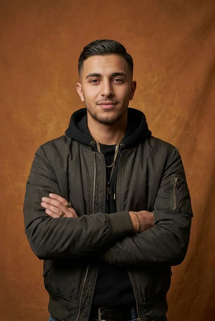 Portret van een man die recht in de camera kijkt