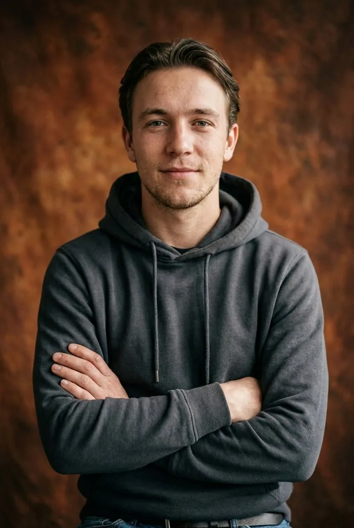 Portret van een man die recht in de camera kijkt