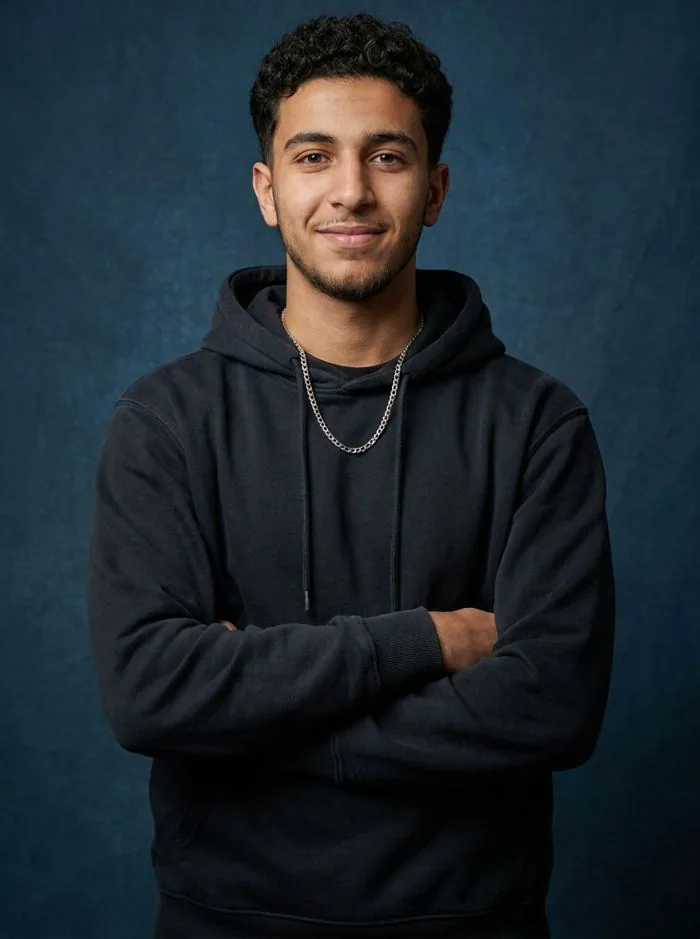 Portrait of a man looking straight into the camera